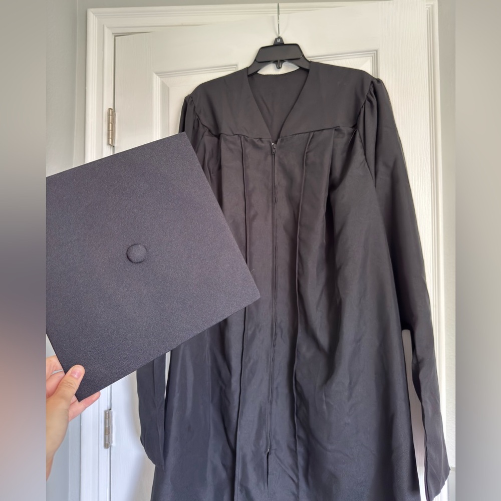 Herff Jones Black Masters Graduation Cap and Gown